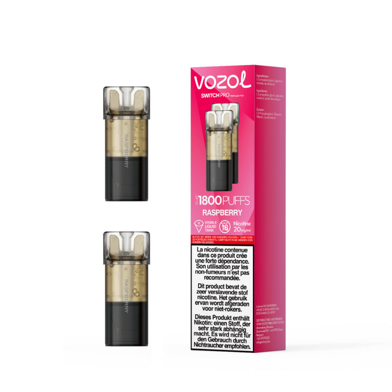 Vozol Switch Pro Prefilled Pod Raspberry (Strawberry Raspberry Cherry) (2 x 20 mg/ml) 5 pack